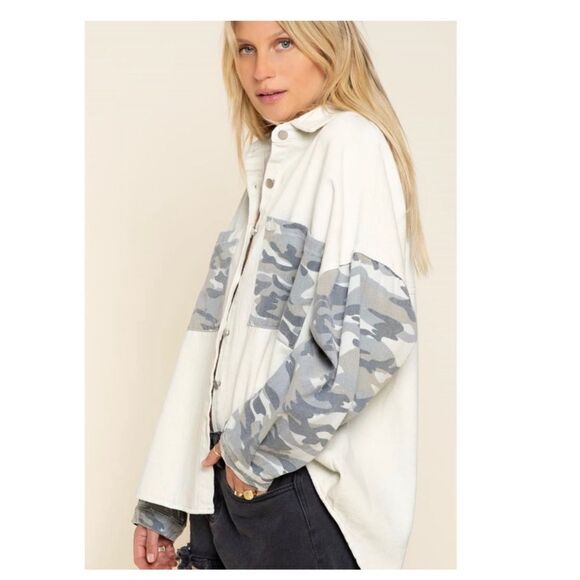 Copy - BEIGE Cream Camo Oversized Shacket - Picture 5 of 16